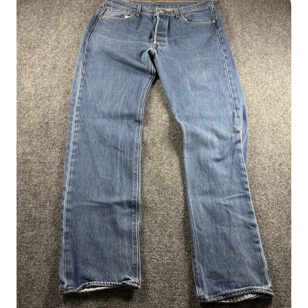 Levi's 501 Original Fit Jeans Mens 36x36 Blue Button Fly Straight Leg Denim